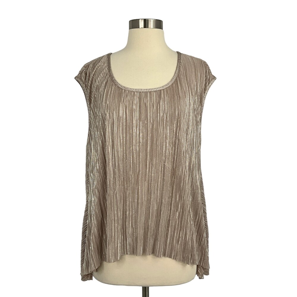 Anthropologie The Odells Metallic Pleated Top Sleeveless Size Small S Hi Low
